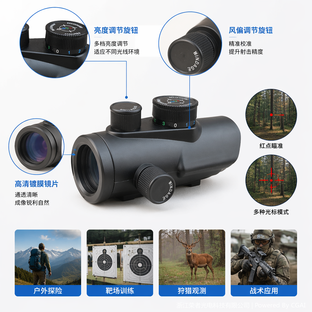 Free Tiger Black Red Dot Sight, waterproof and anti-fog, tactical rail, all-metal material, holographic Red dot outdoor shooting accessory 1X40 RDL171821600 Specification image