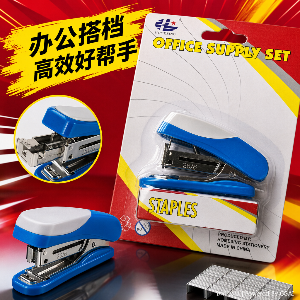 Color stapler, high appearance level mini stapler set, office small size portable binding device Specification image