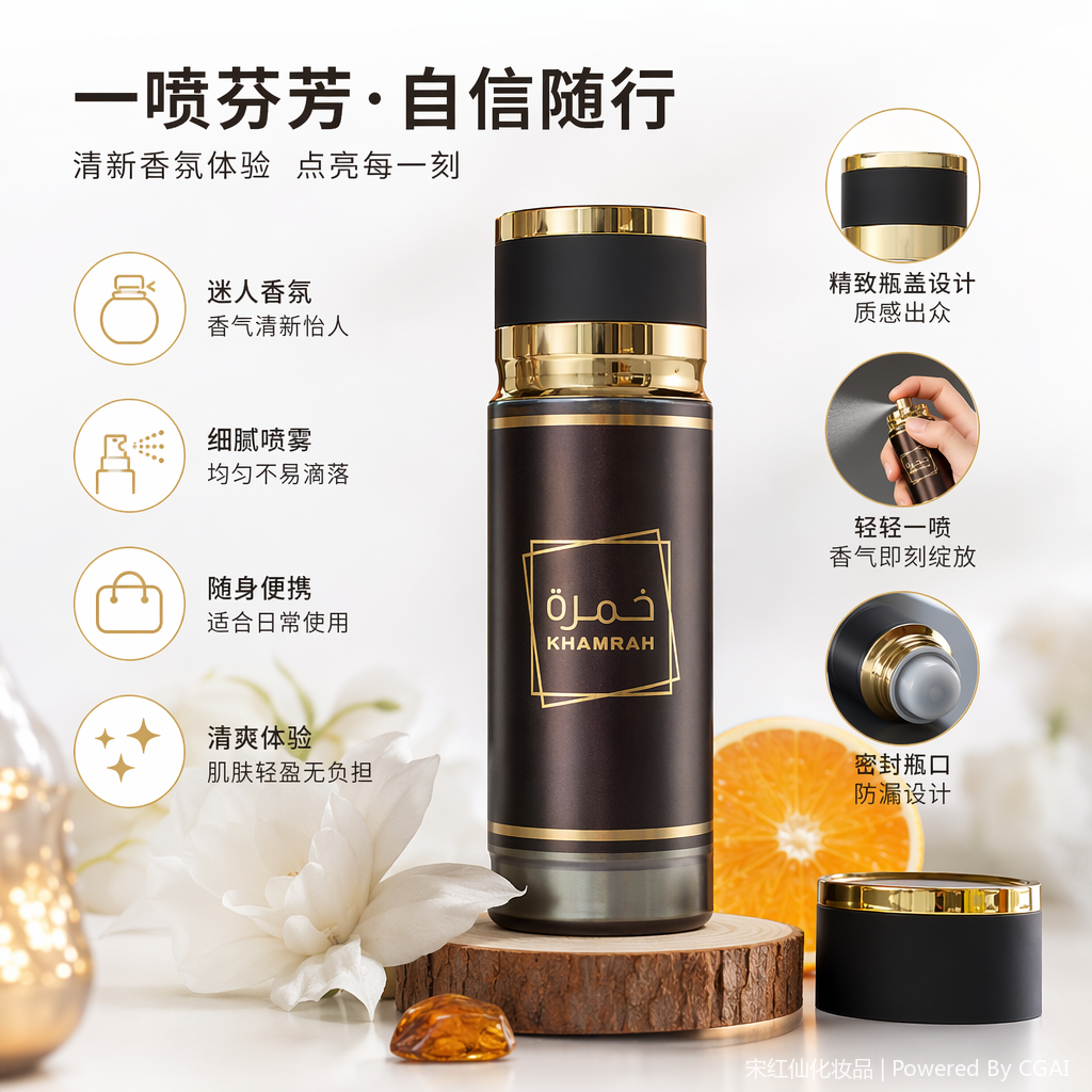 香水黑色瓶身金色装饰250ml身体香氛喷雾Perfumes小样