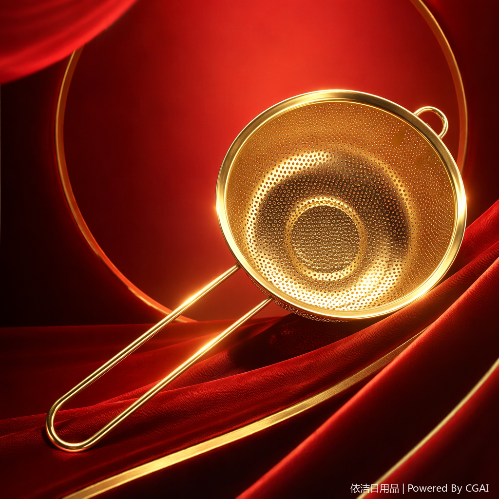 Golden fine filter screen, quick and smooth filtration! Filter soy milk, sieve flour, filter tea residue, and rinse sauces. Sturdy, durable and easy to clean, a must-have kitchen tool! Specification image