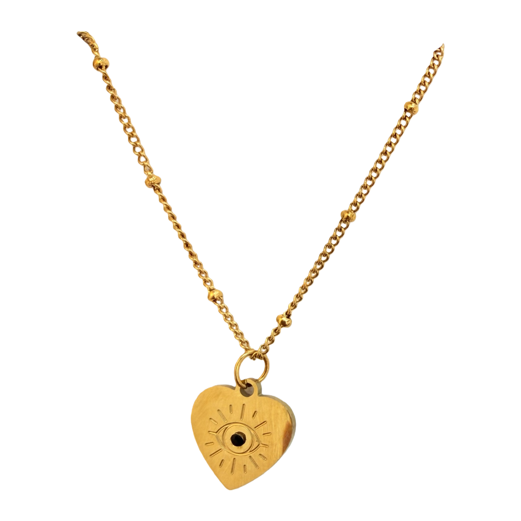 Heart-shaped outline devil's eye carved pendant, stainless steel, retro exotic style, niche, mature texture, simple commuting daily wear neck accessory Item Picture