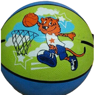 A basketball training ball with a green and orange tiger cartoon shooting pattern Item Picture