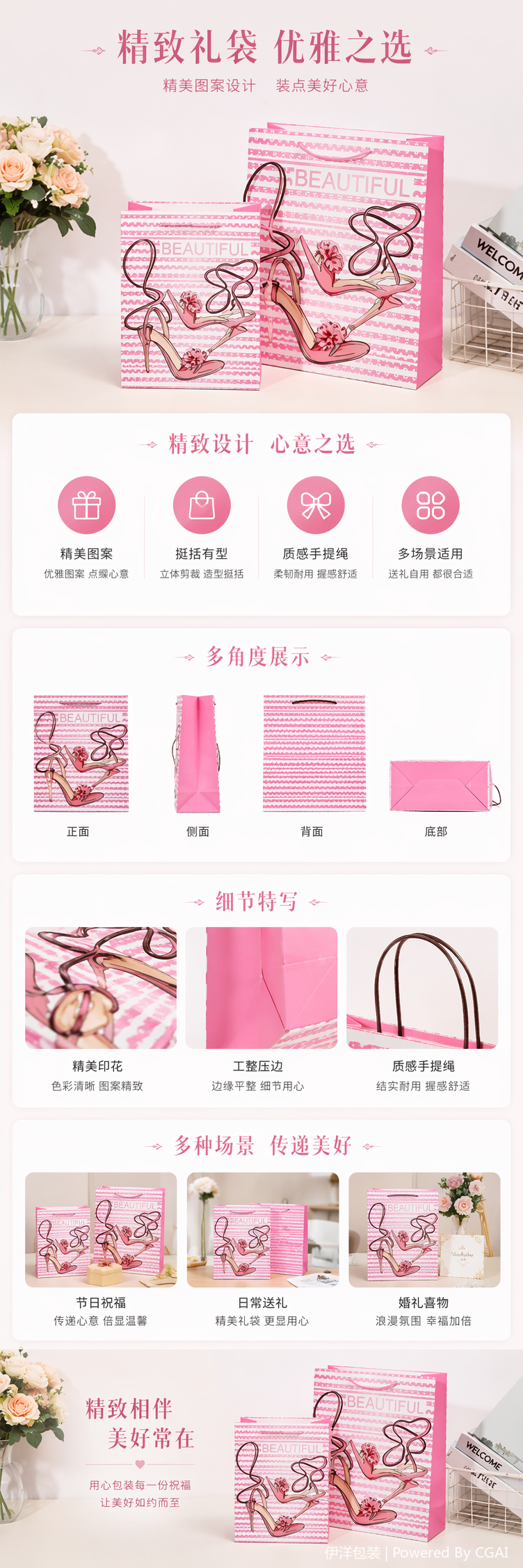 纸制礼盒手提外卖袋节日礼品包装纸跑步灯专用包装套装详情5