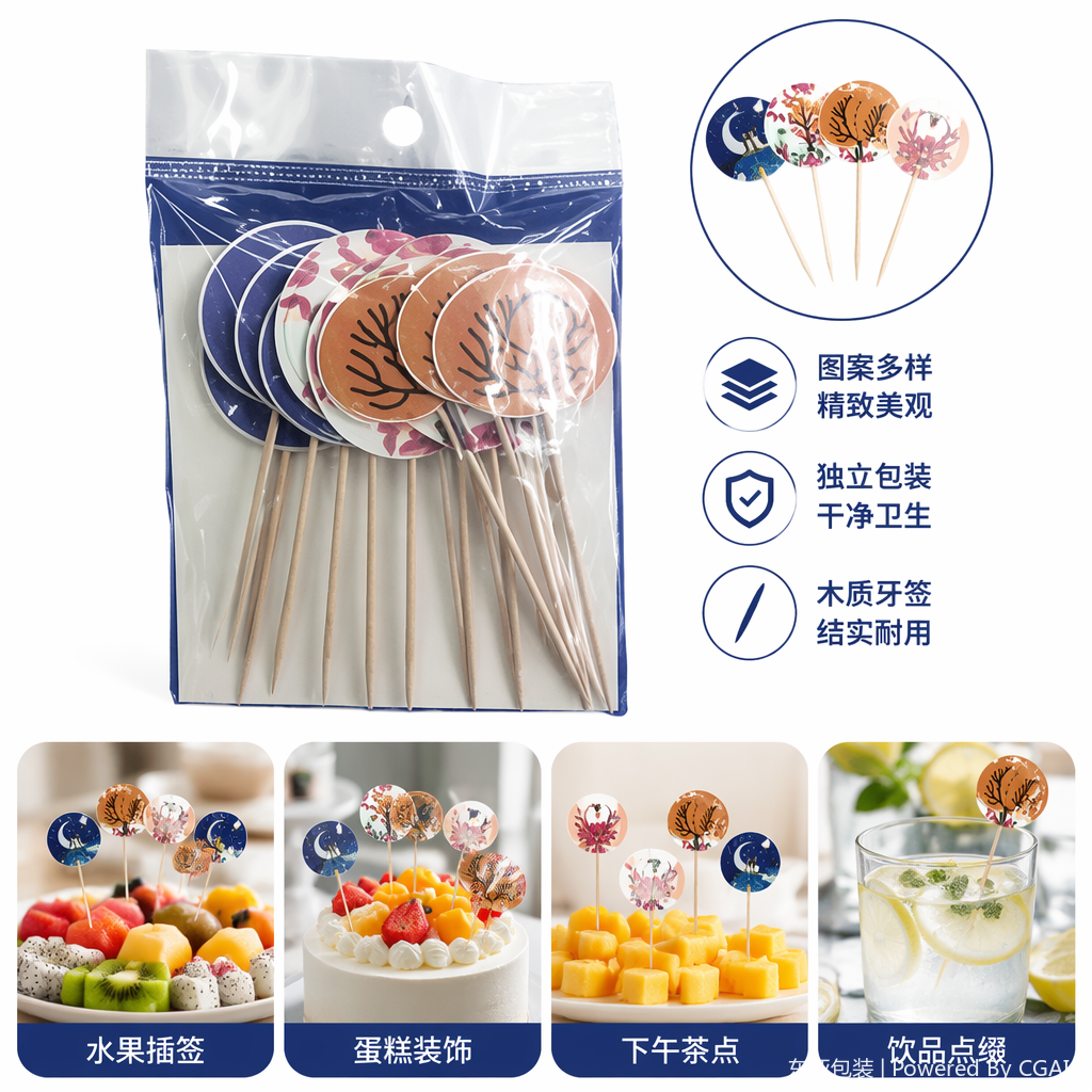 彩色圆形蛋糕装饰插牌 食品烘焙设备 纸巾架圆形