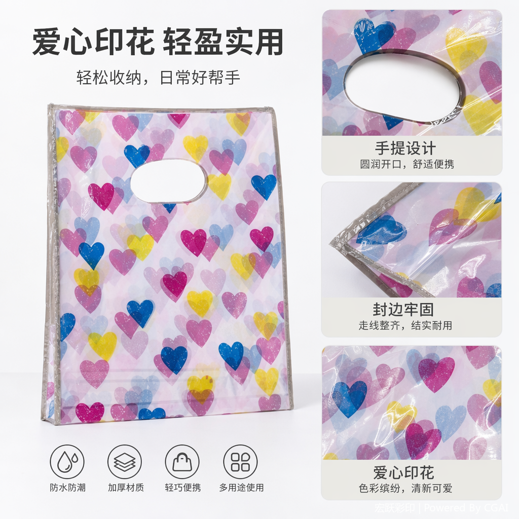 PE材质轻便耐用礼品手提袋透明塑料袋通用款