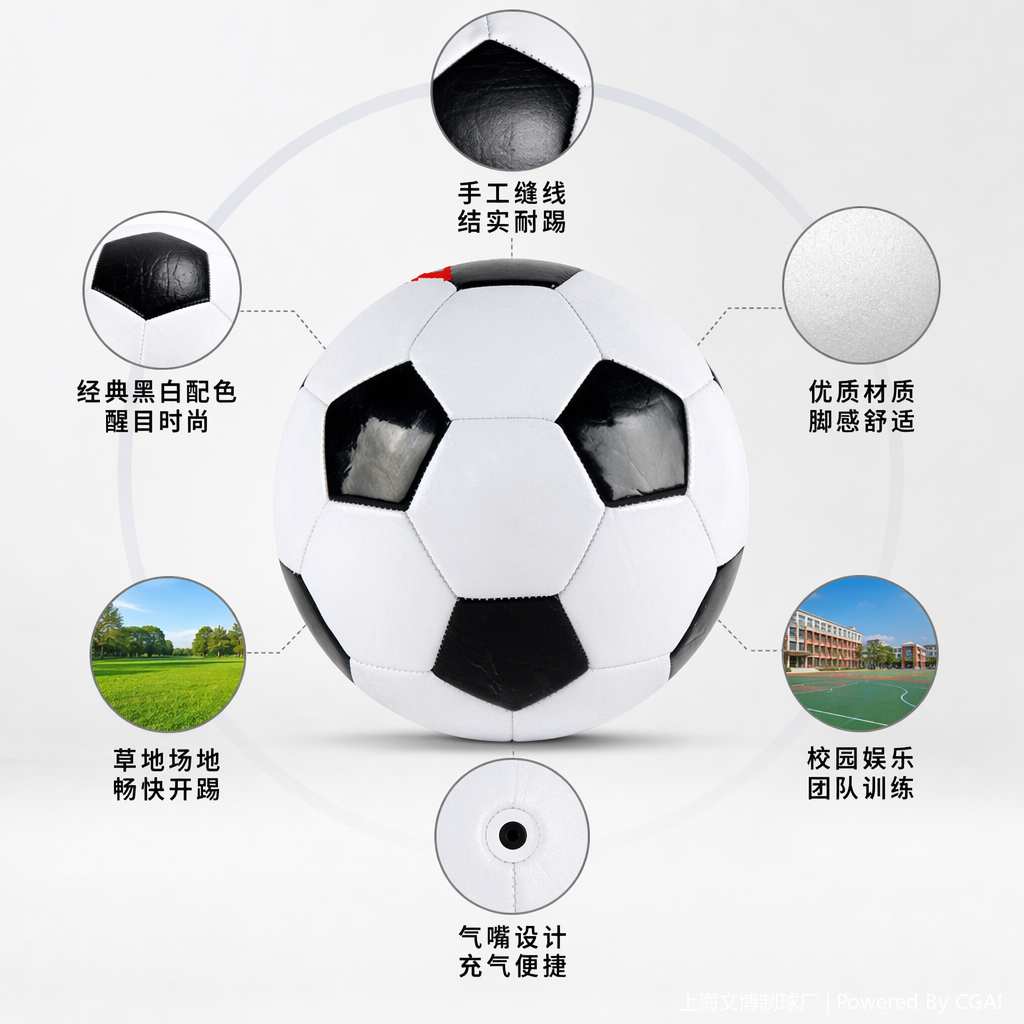足球运动球 专业训练比赛用皮质耐磨充气足球
