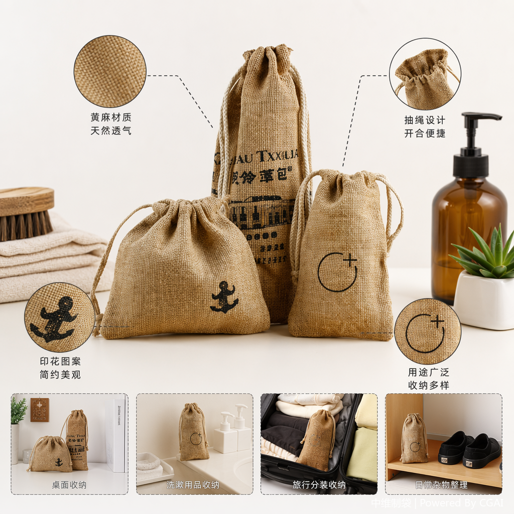 麻布袋+防汛麻袋手提包束口袋棉麻保密发货包装袋