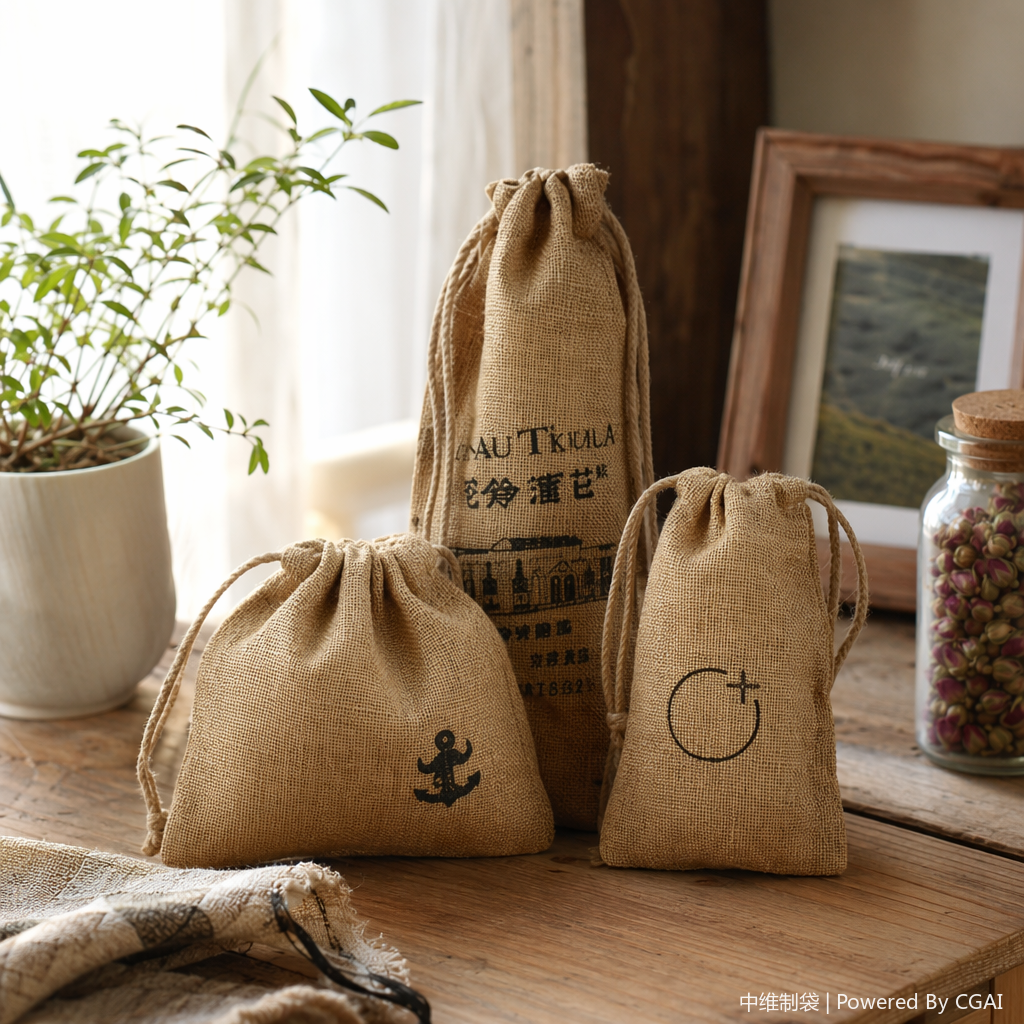 Linen bags + flood control linen bags, tote bags, drawstring bags, cotton and linen confidential shipping packaging bags details Picture