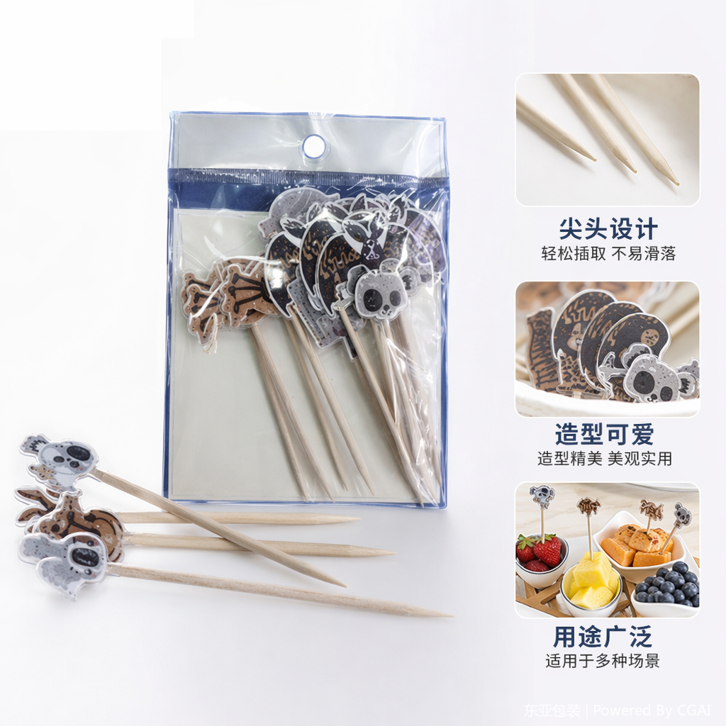黑色卡通插牌配木质签子生日横幅派对153316496