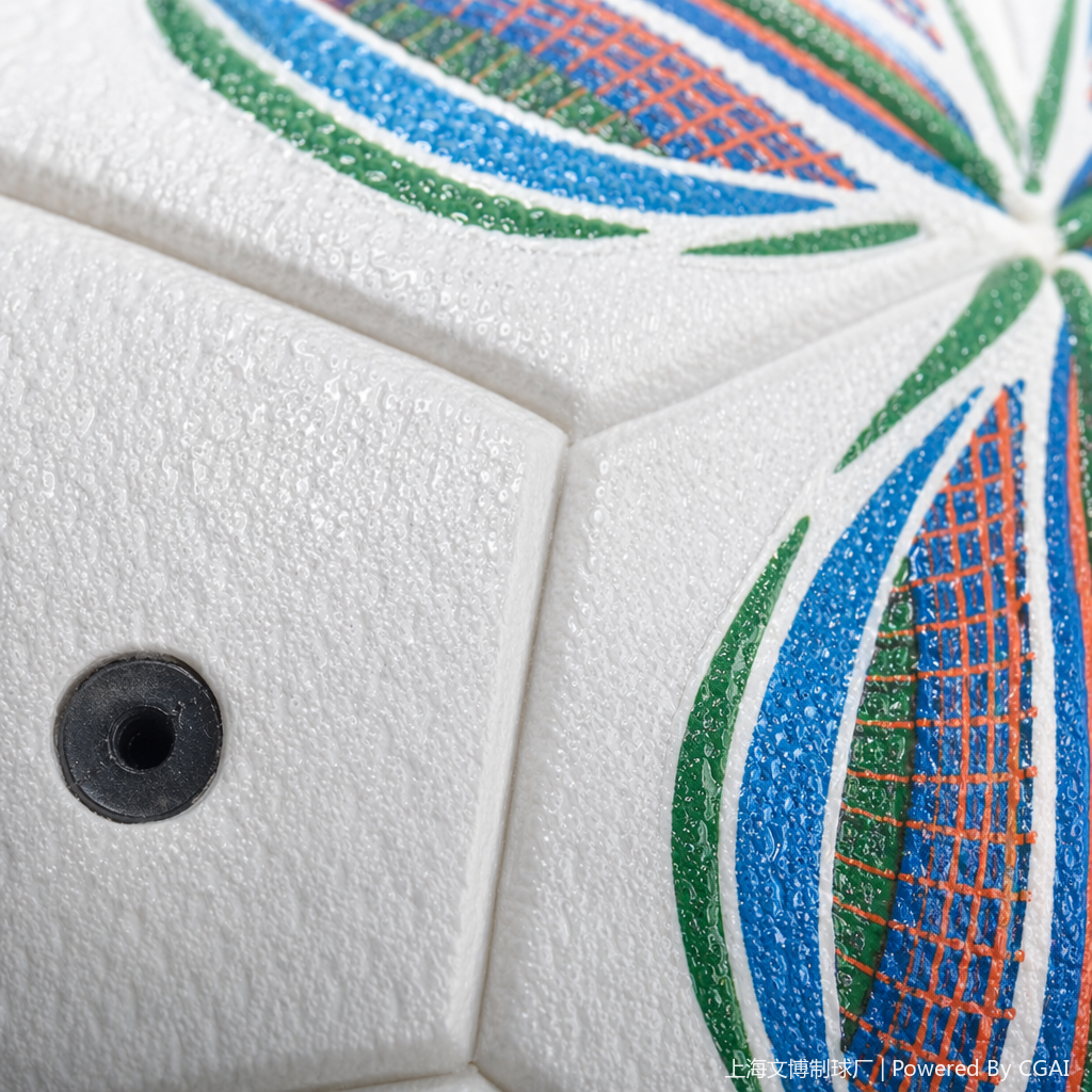 Shanghai Wenbo Ball Factory's white volleyball with blue, green and orange patterned footballs Application Scenario