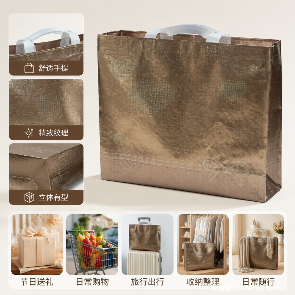 The brown heart-shaped gift handbag is lightweight and durable