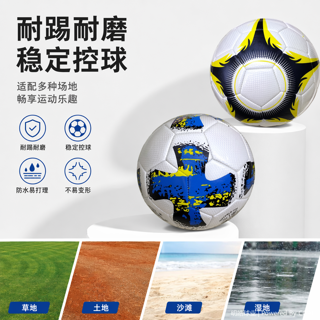 明皓球业黑白橡胶足球5号标准训练比赛用球