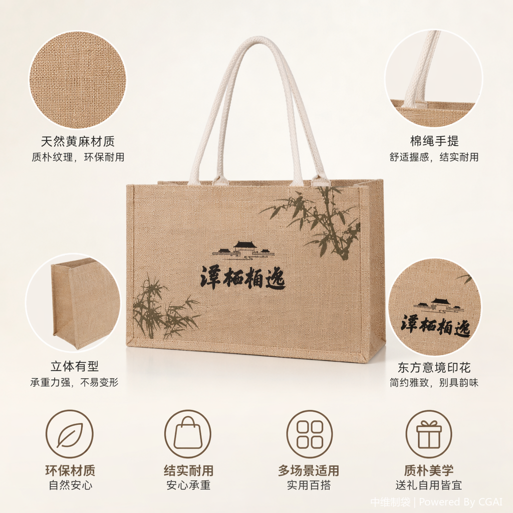 米色麻布袋防汛手提束口棉麻包装袋保密发货