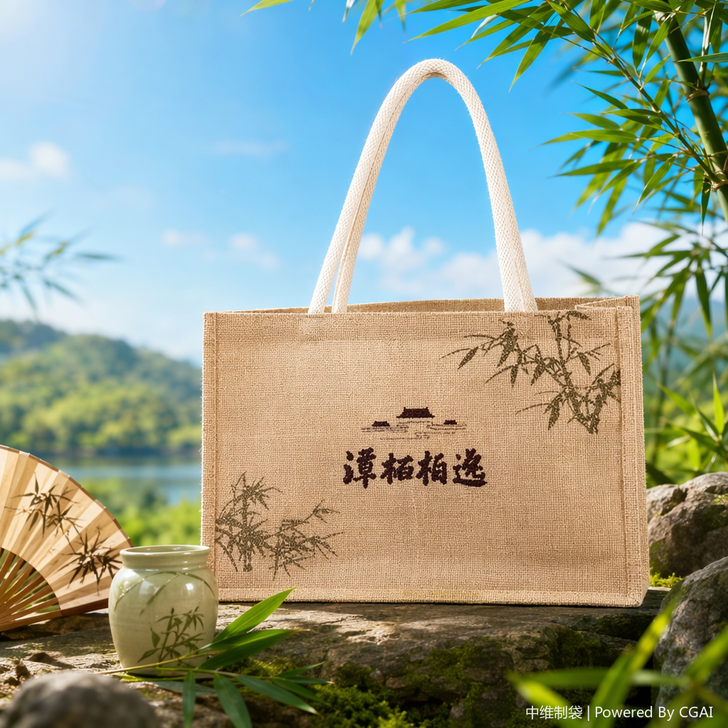 Beige linen bag flood control hand-held drawstring cotton and linen packaging bag, confidential shipment Specification image