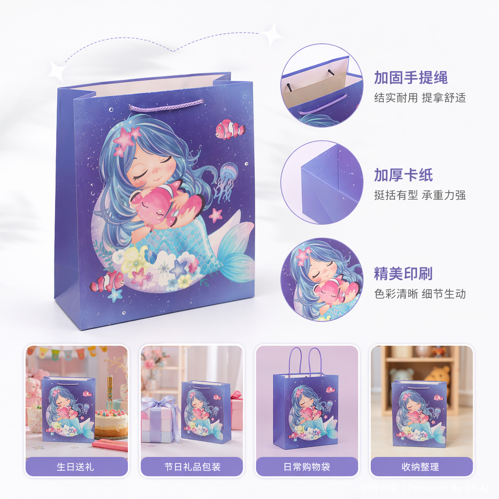 纸制礼盒手提外卖袋节日礼品包装纸跑步灯配套套装