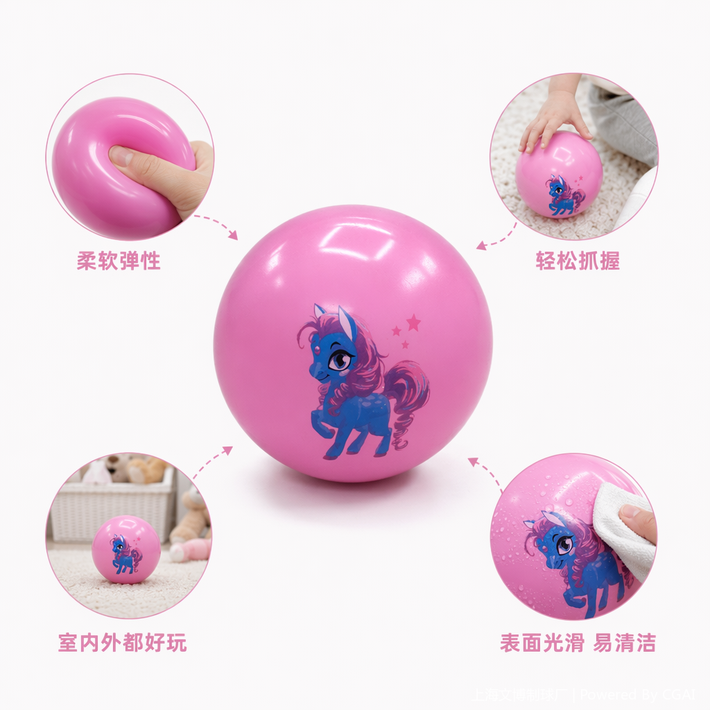 蓝色卡通小马充气足球