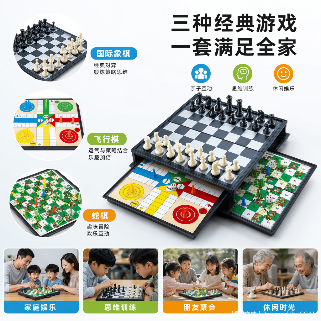 棋牌桌游玩具套装 黑白棋子配彩色棋盘 Uno卡牌象棋塔罗牌国际象棋
