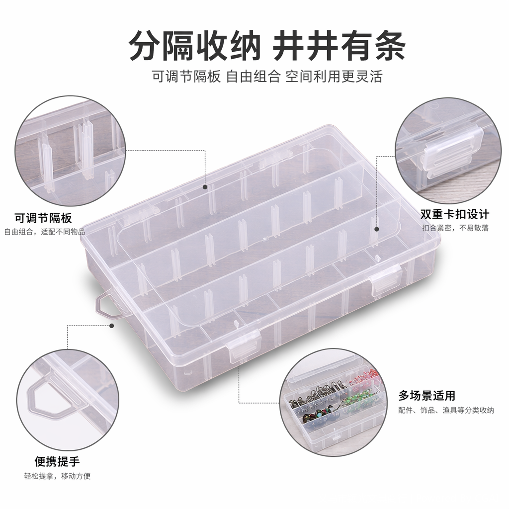 透明塑料桌面文具化妆品镜柜收纳盒