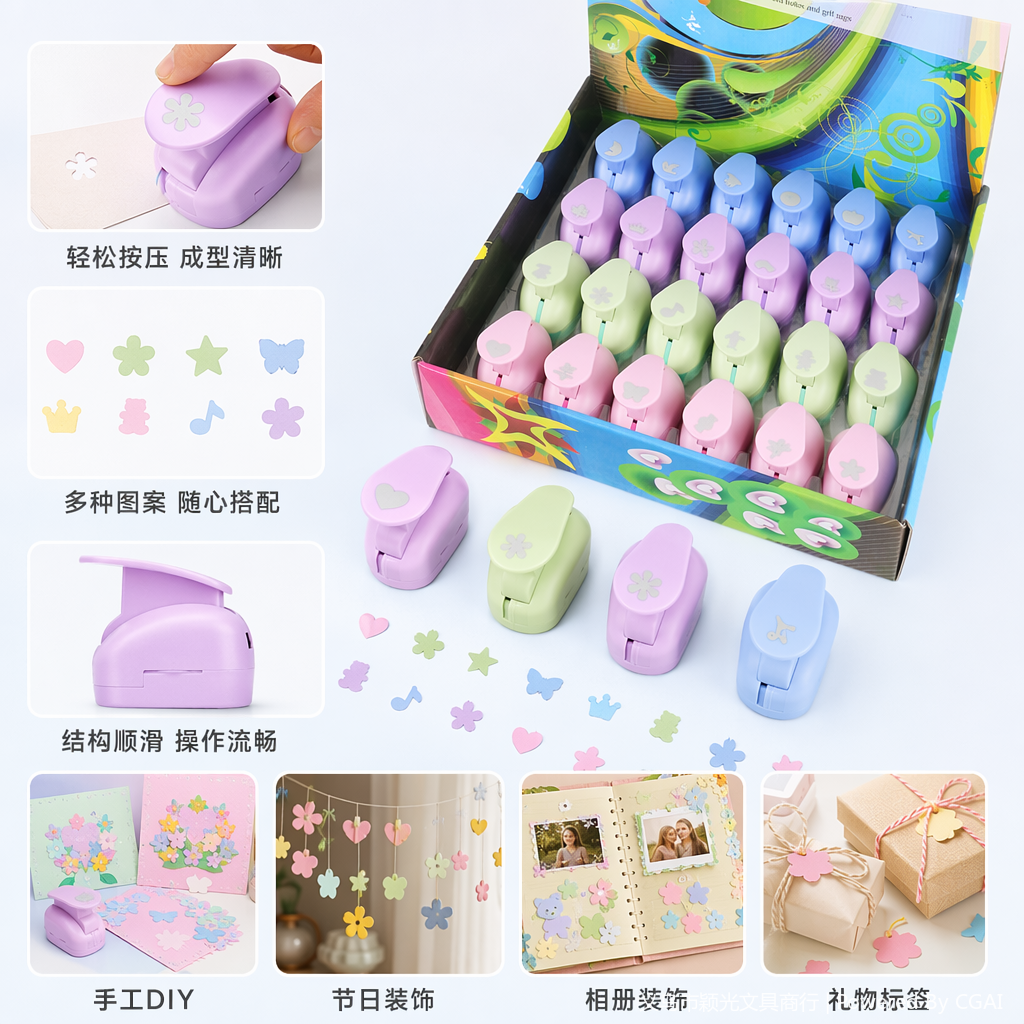 彩色小孔打孔器儿童专用8mm打孔机压花器