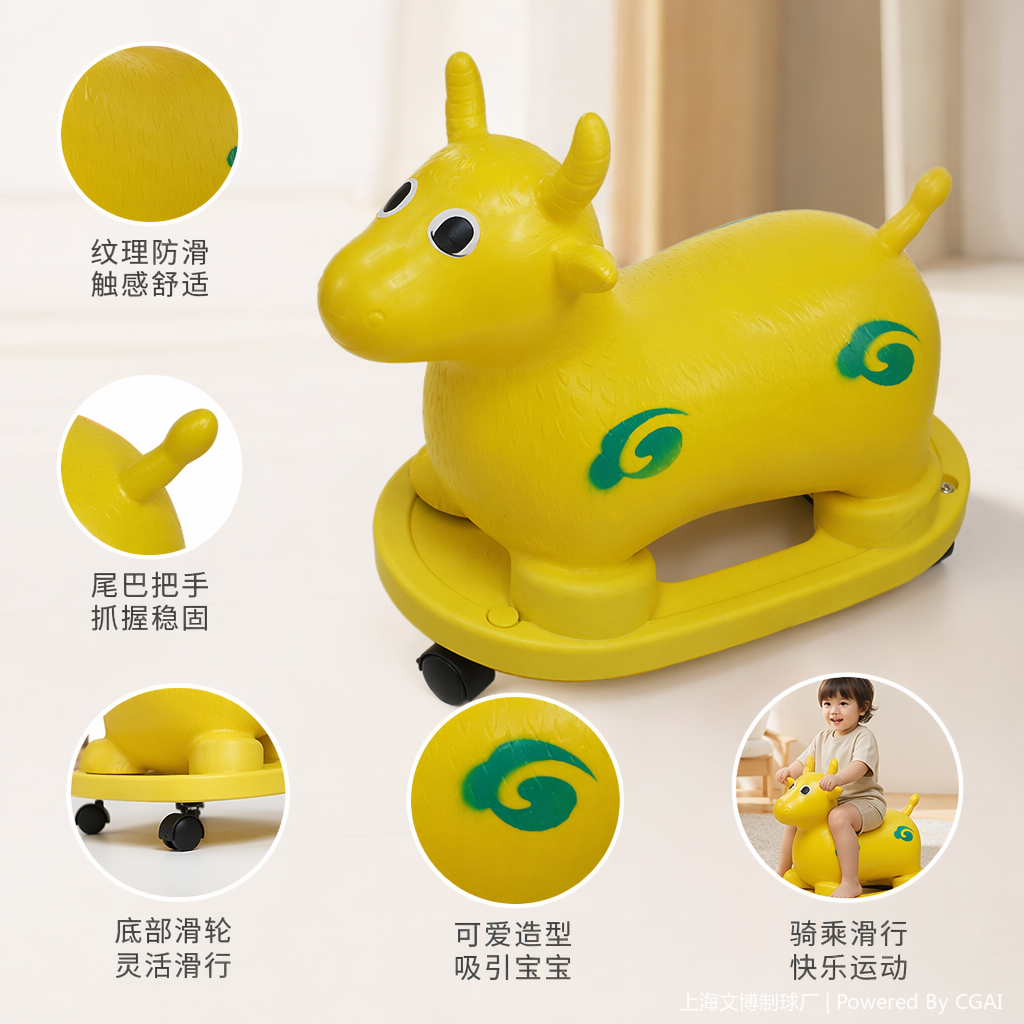黄色充气玩具牛 其他充气玩具 室内外儿童游乐 inflatable玩具