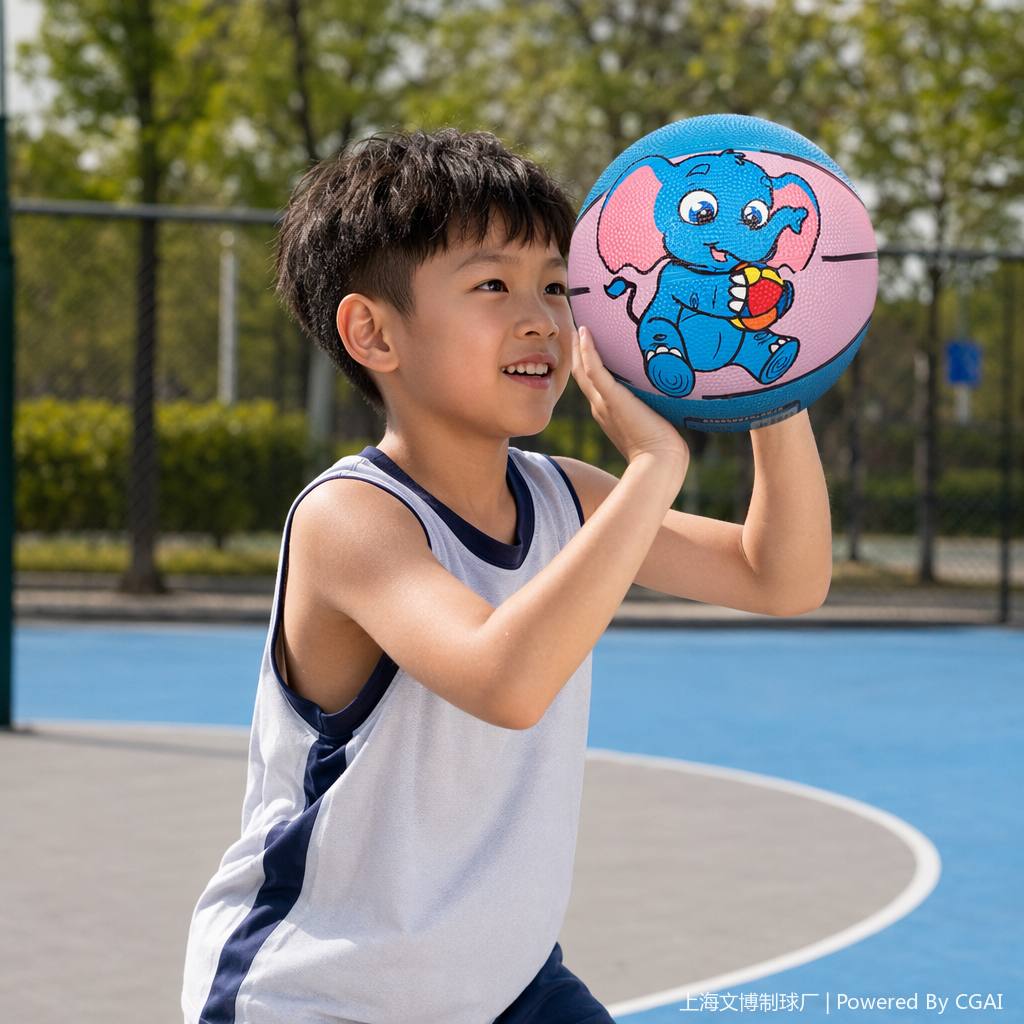 Blue elephant cartoon shooting pattern basketball training ball details Picture