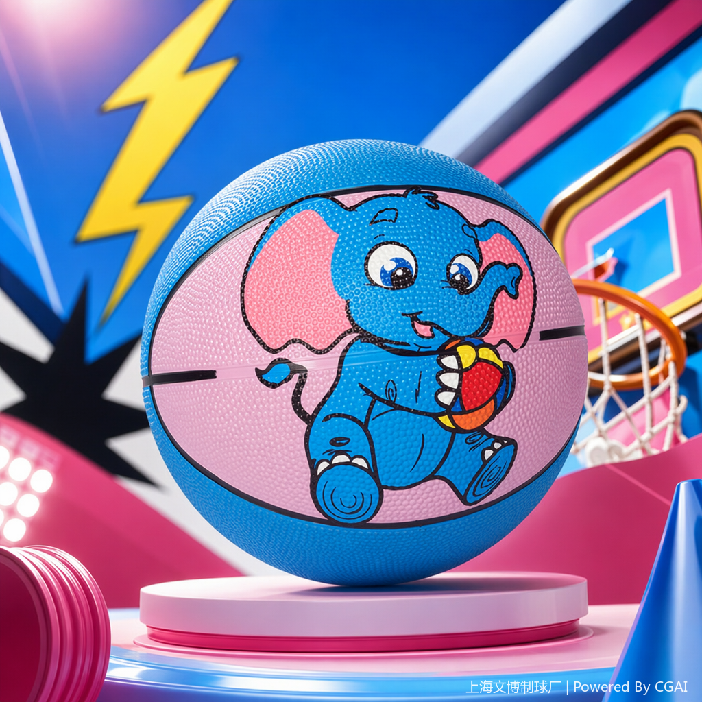 Blue elephant cartoon shooting pattern basketball training ball Specification image