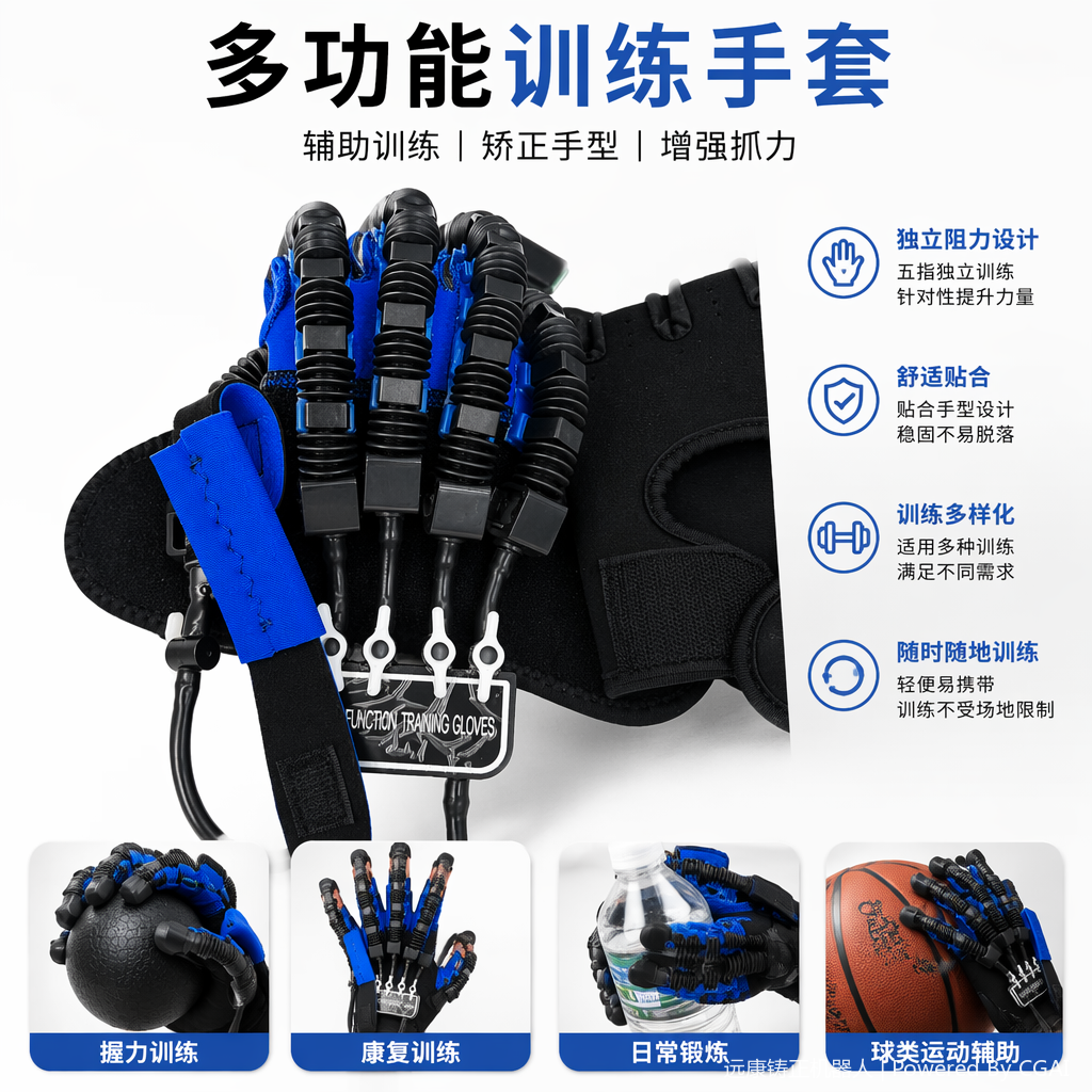 蓝色黑色功能训练护手手套