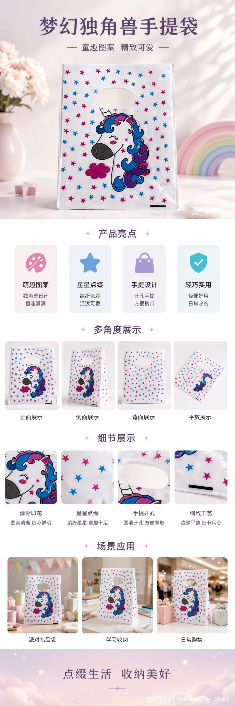 PE材质加厚手提袋透明礼品袋家用购物收纳袋详情5