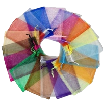 Shanshan Bag-making colorful organza drawstring bags, silk scarf packaging bags, gauze bags Item Picture