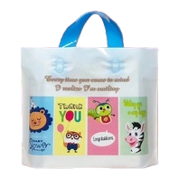 White cartoon "Thank YOU" gift bag with blue handle running light, festival wrapping paper, hand-held takeout bag Item Picture