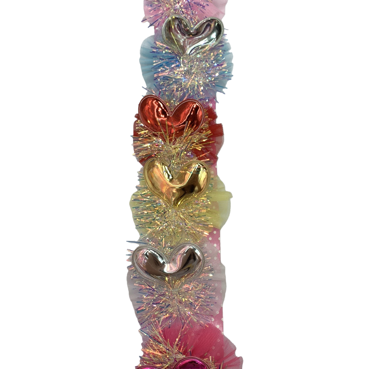Christmas ribbons, decals, colorful heart-shaped decorative ribbons, party wool strips, ribbons, ribbons, colorful strips, open loops Item Picture