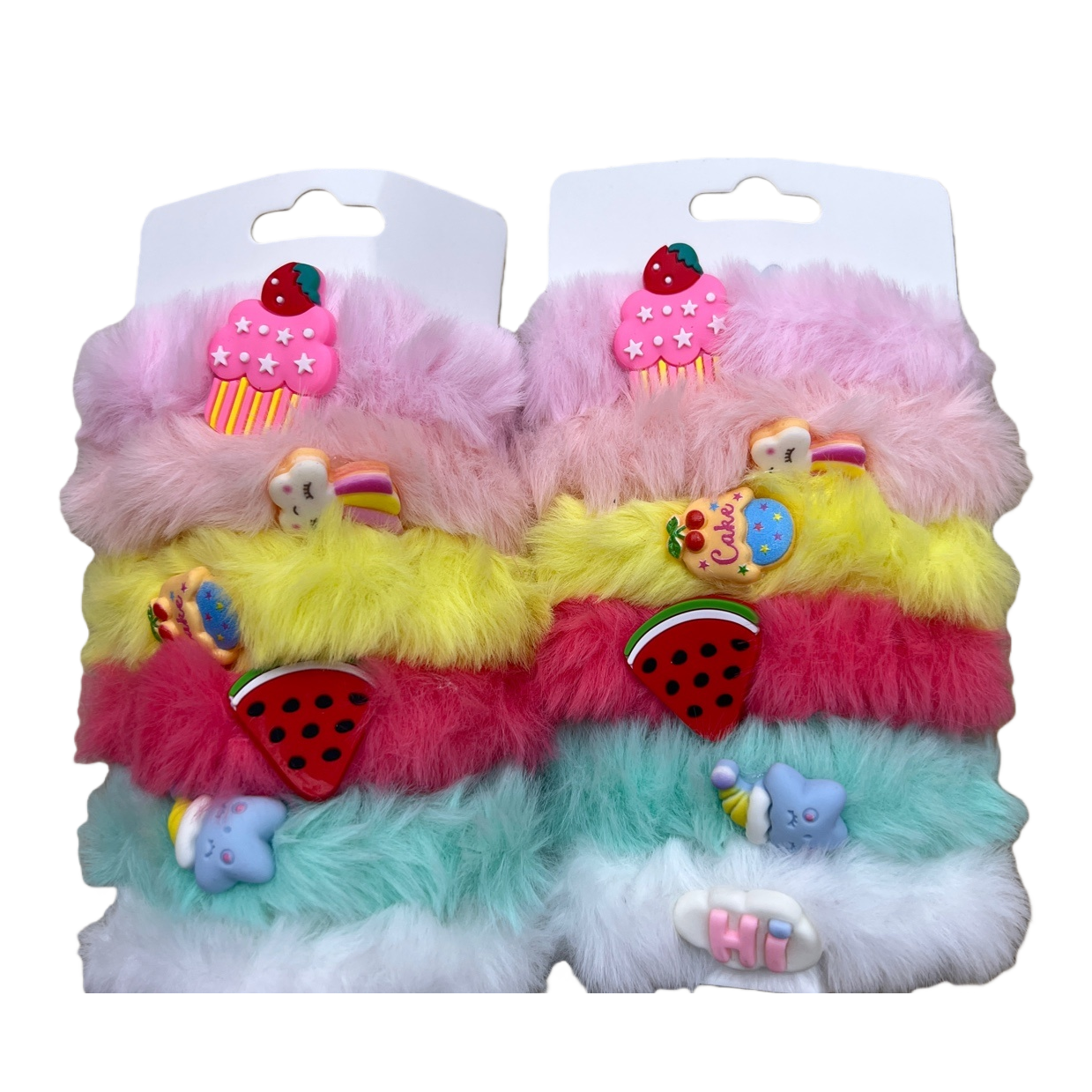 Colorful plush large intestine hair band set, square hair accessory, fashionable hair band Item Picture