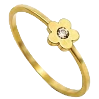 金色花朵不锈钢女戒天然石动物戒指 Item Picture