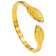 Golden leaf-shaped stainless steel women's ring, natural stone animal ring Item Picture