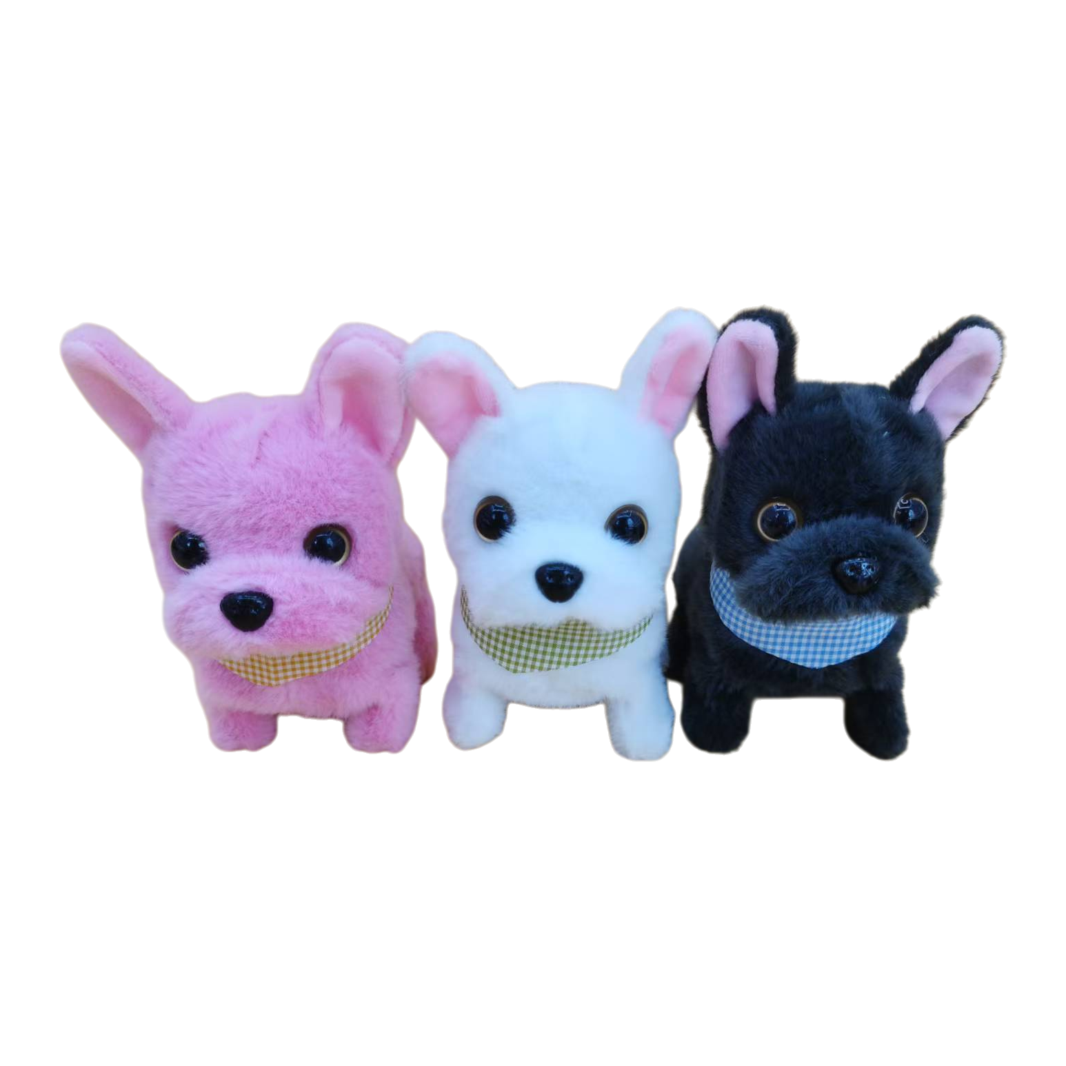 粉色白色黑色三只毛绒小狗玩偶毛绒公仔七夕礼物毛绒玩具 Item Picture