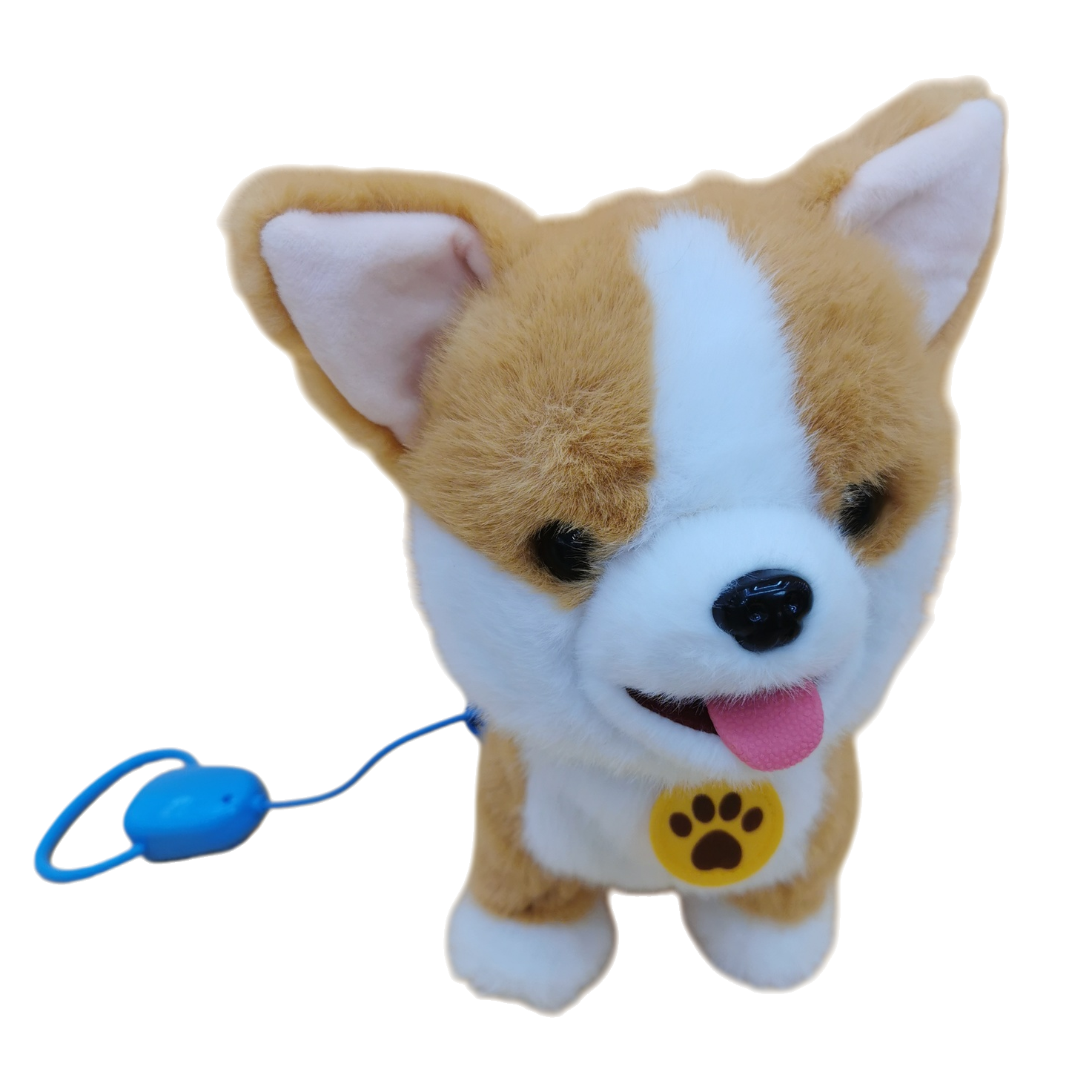 A cute Nepalese brown and white Corgi simulation doll with a leash dog Item Picture