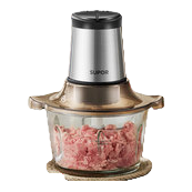 Silver body glass bowl meat mincing blender, manual cooking garlic mincing mini blender Item Picture