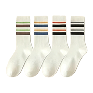 Sports and casual cotton socks, white striped long trendy socks for men and women, disposable men's socks Item Picture