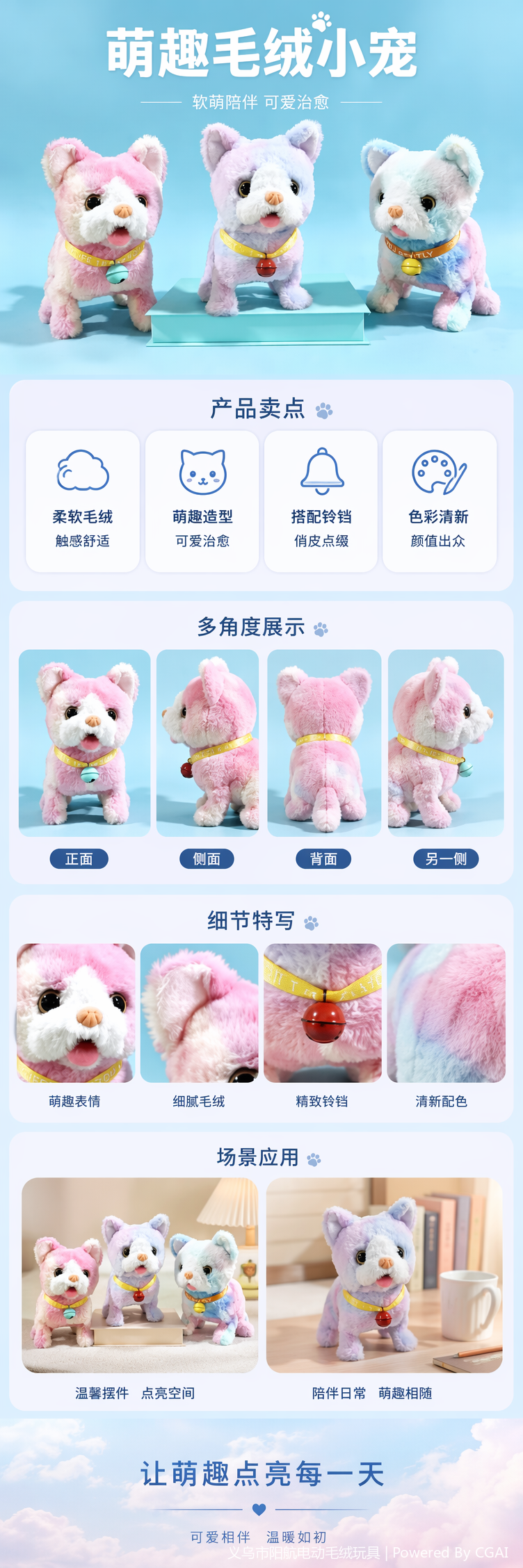彩色毛绒小猫玩具软萌抱枕毛绒公仔儿童伴睡玩偶详情5