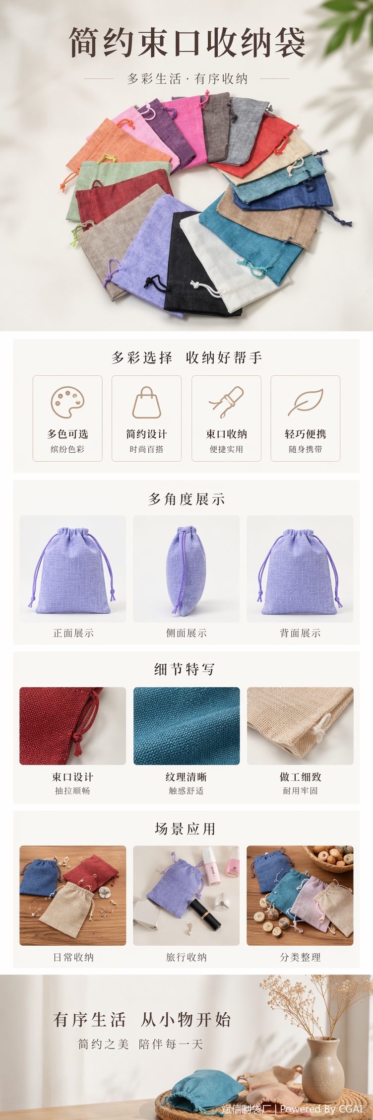 棉麻防汛麻布袋保密发货手提束口袋包装袋详情5