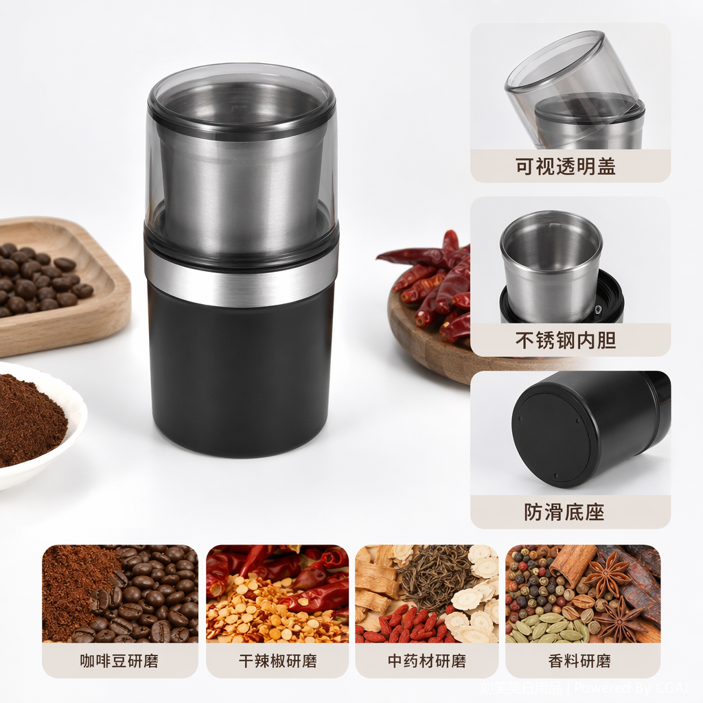 Commercial black coffee grinder, manual coffee grinder, professional coffee grinding equipment