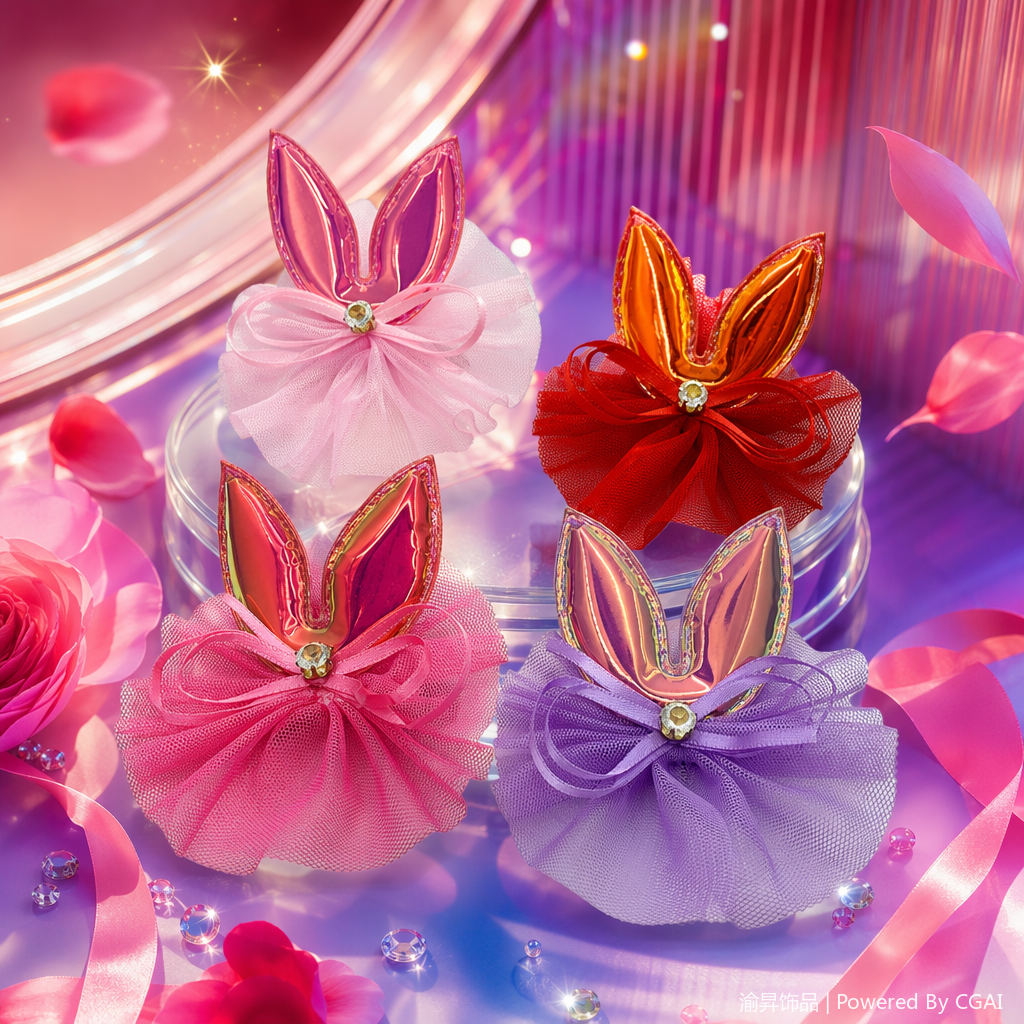 彩色兔耳发箍 女童可爱毛绒发饰 甜美少女头饰 Specification image