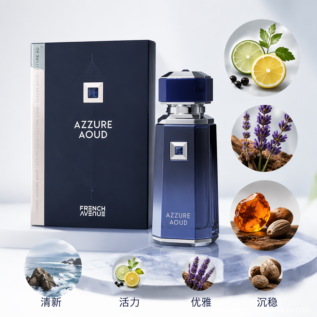 AZZURE AOU D深蓝色几何瓶身女士香水88ml身体香氛喷雾国产Perfumes