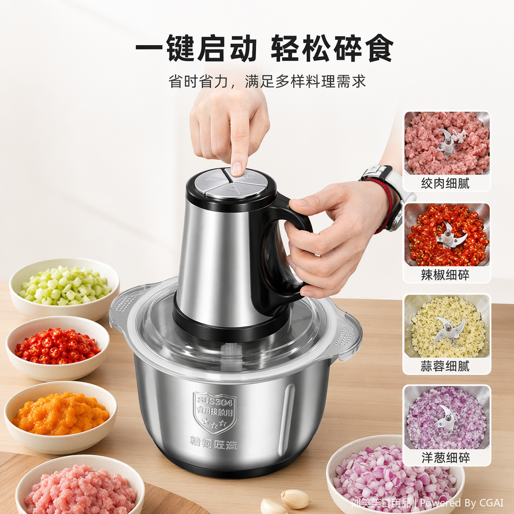 银色电动绞肉机家用多功能其他电动工具