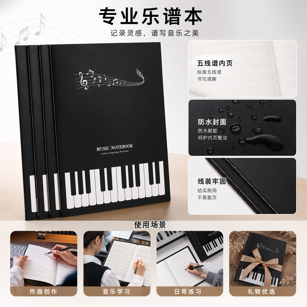 黑色乐谱软抄本A5车线本学前描红生字本库存尾货文具本子