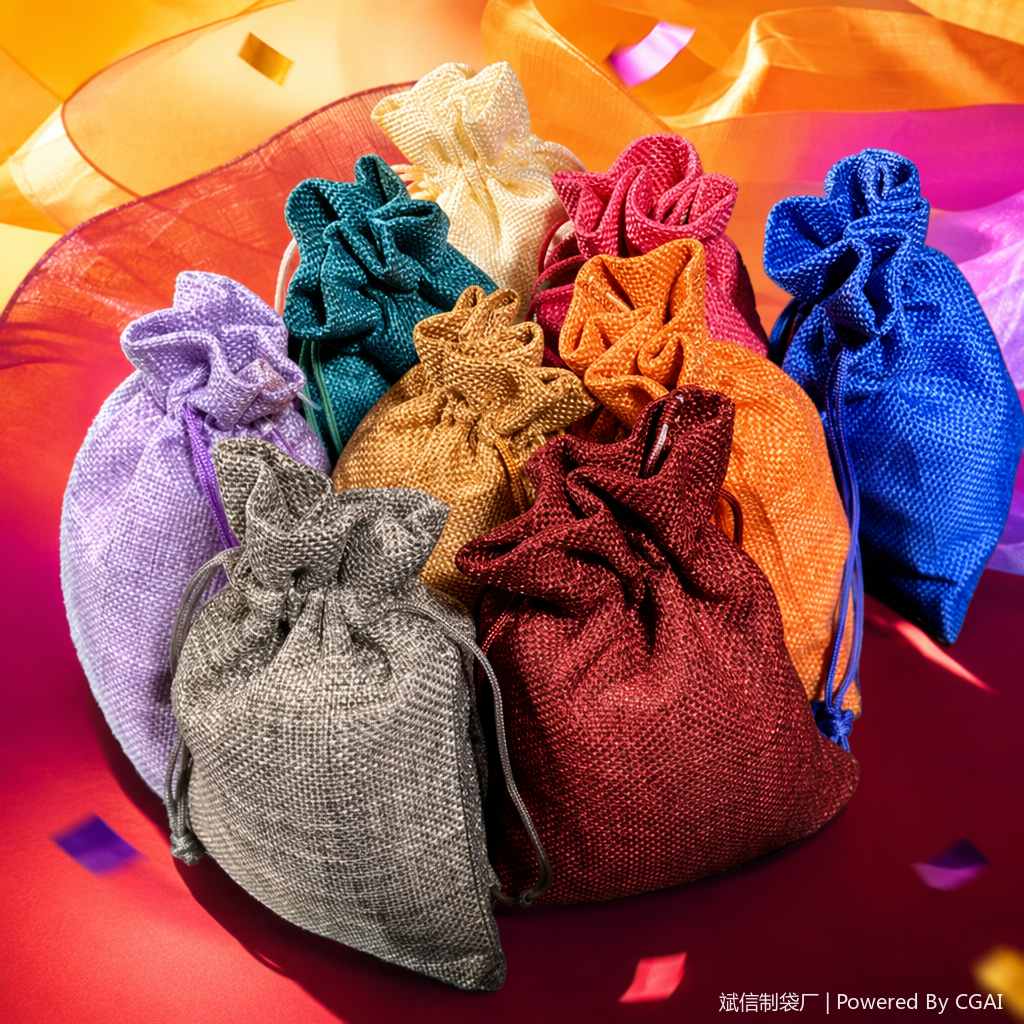 Colorful fabric small bags and other fabric packaging bags are available in multiple colors. Cotton and linen materials are hand-sewn Specification image