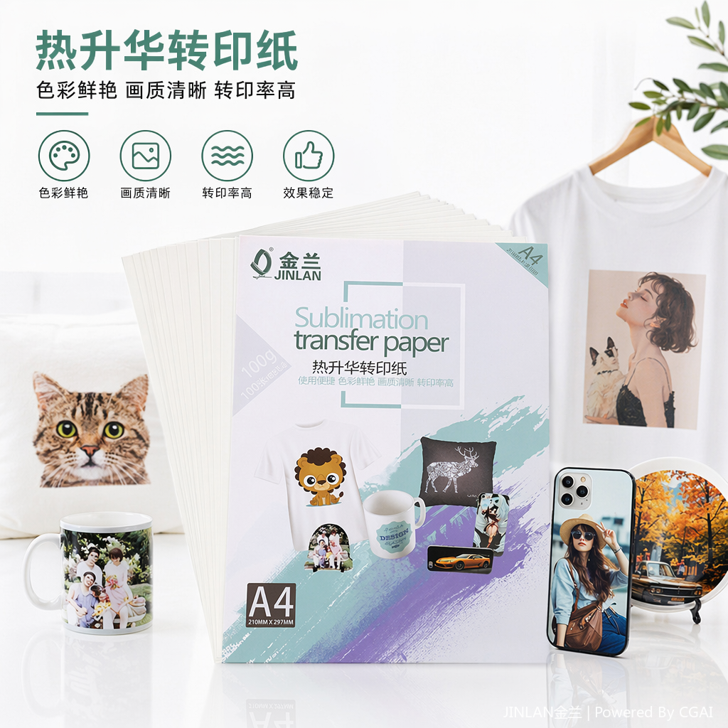 jinlan 金兰热升华转印纸 A4*100烤杯纸工厂批发慢干热转印纸1