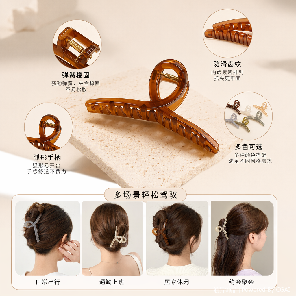 彩色发夹套装女士大爪夹抓夹发饰饰品12件套
