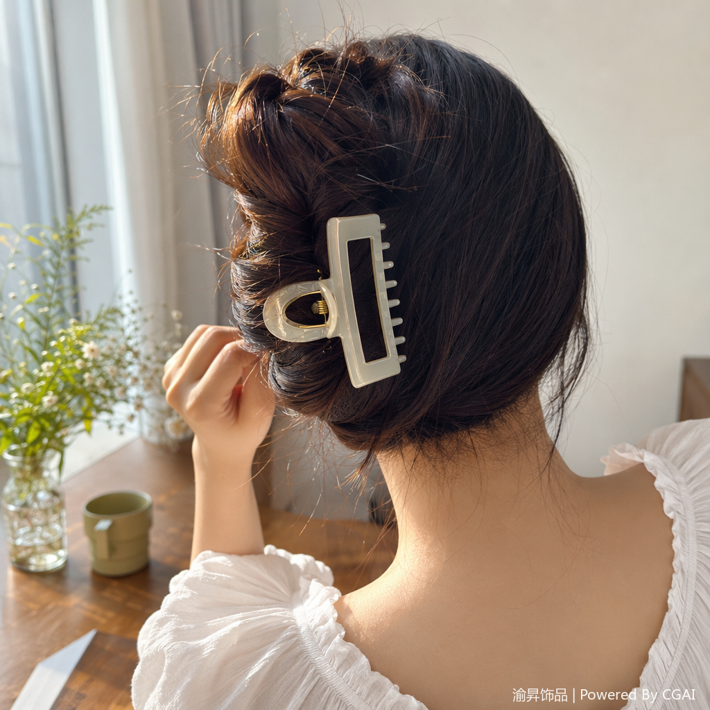 A 12-piece set of color hair clips for women, including large claw clips and hair accessories details Picture