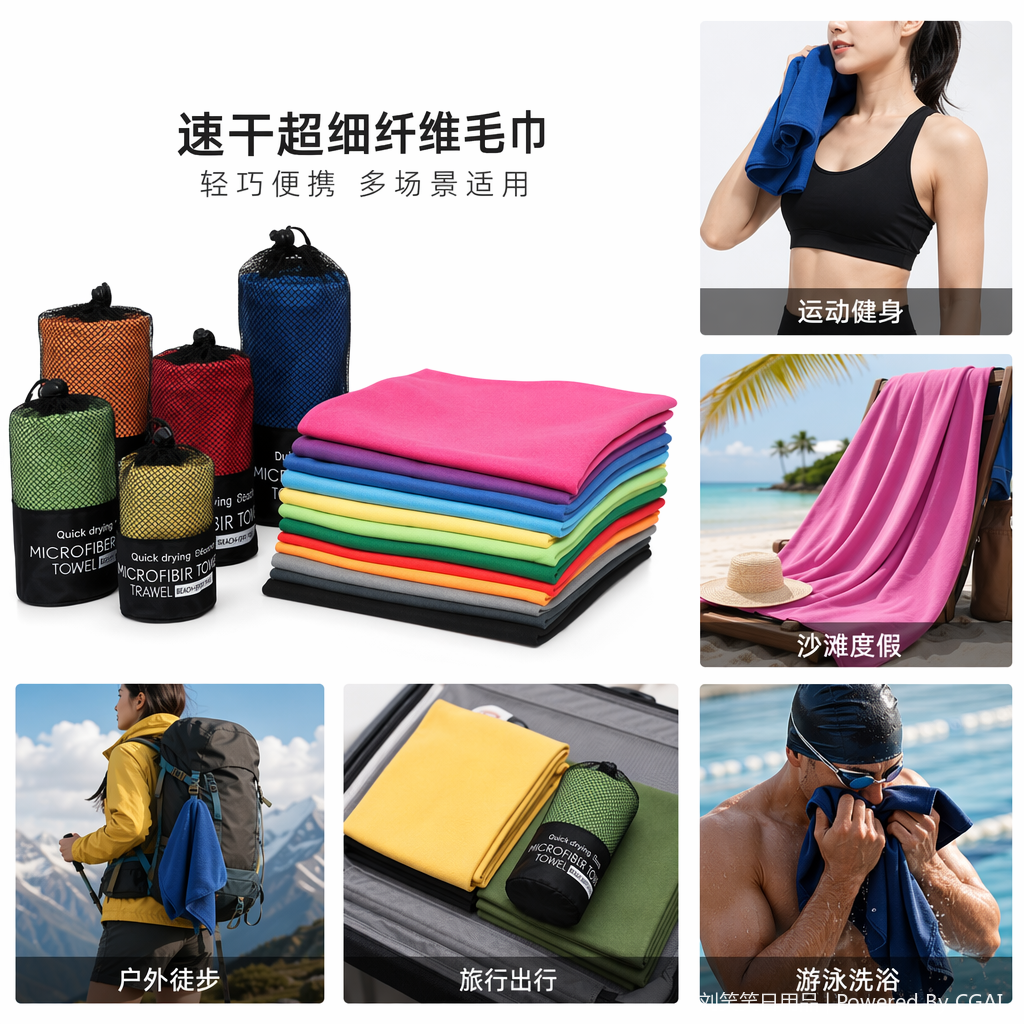 彩色速干沙滩浴巾 朝觐服专用浴巾 大尺寸吸水快干